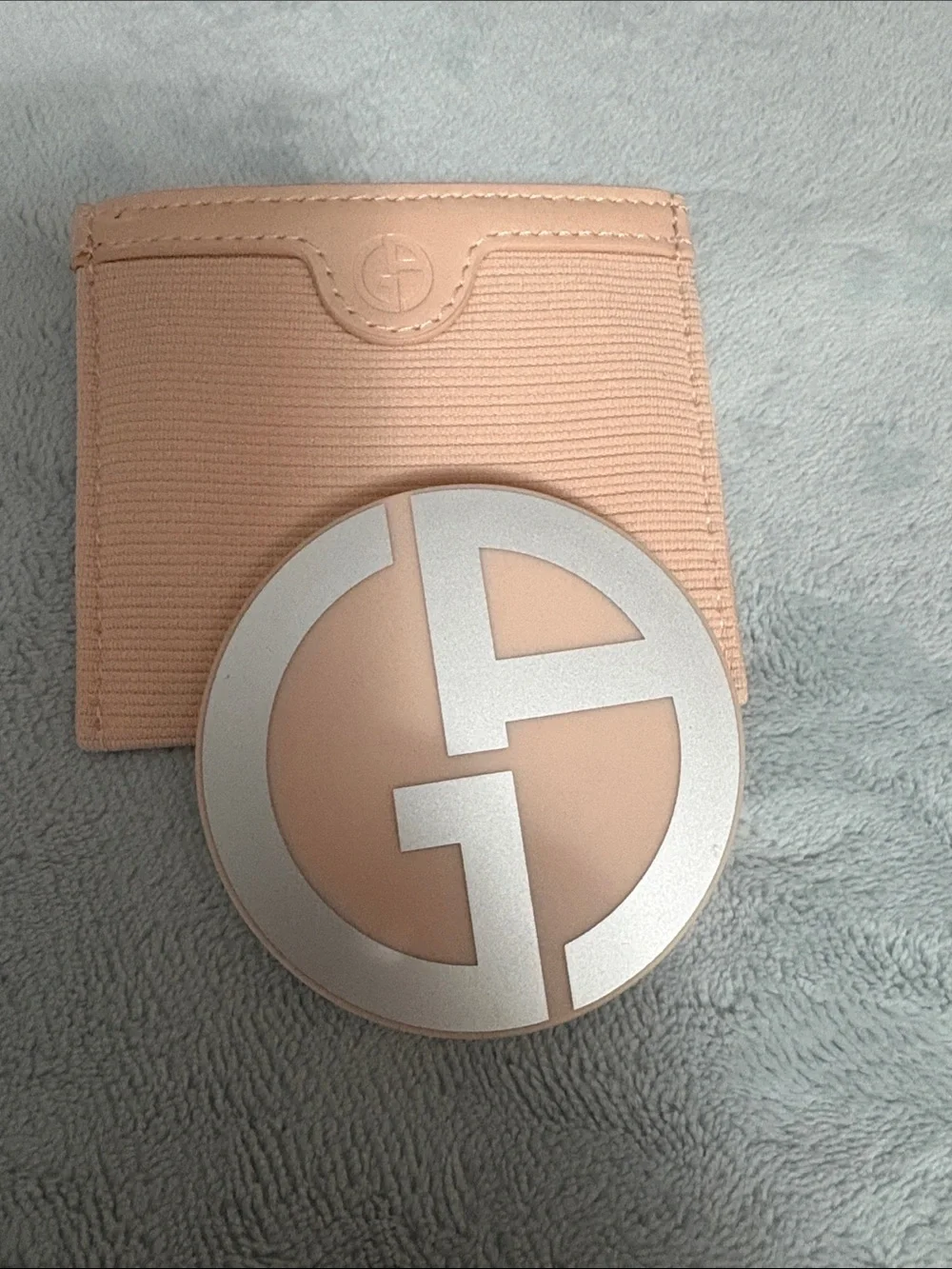 Giorgio Armani pink Compact Case mirror with Silver Logo and case